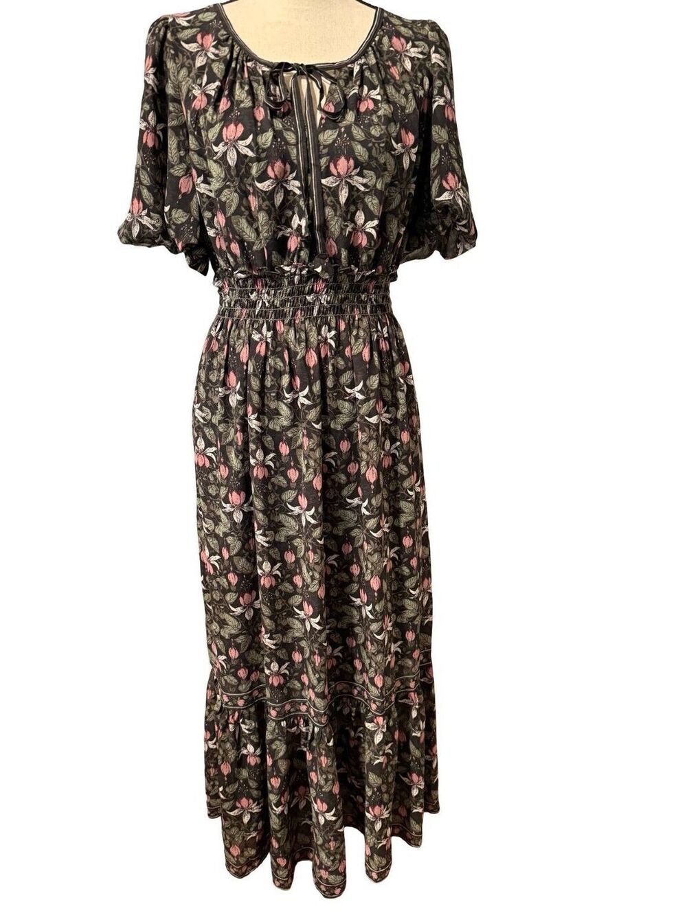 Max Studio Black Floral Pattern Maxi Dress - Size M